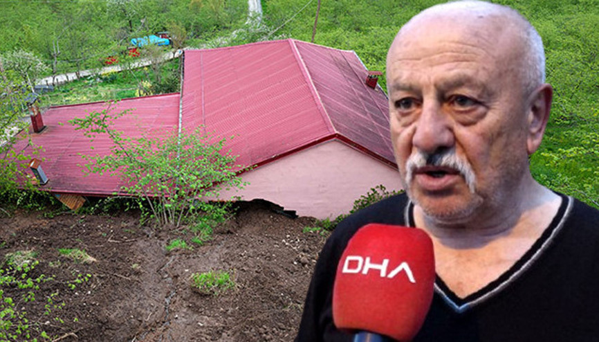 Misafirliğe gitti, ölümden döndü Trabzonda iki katlı ev toprağa gömüldü