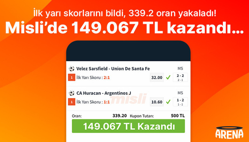 İlk yarı skorlarını bildi, 339.2 oran yakaladı Misli’de 149.067 TL kazandı…