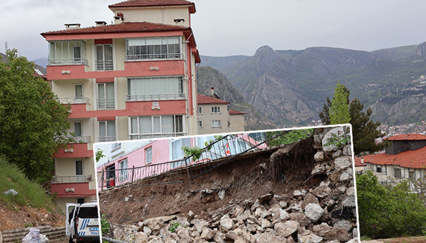 Amasya’da 5 katlı binanın istinat duvarı çöktü: Güvenlik önlemleri alındı