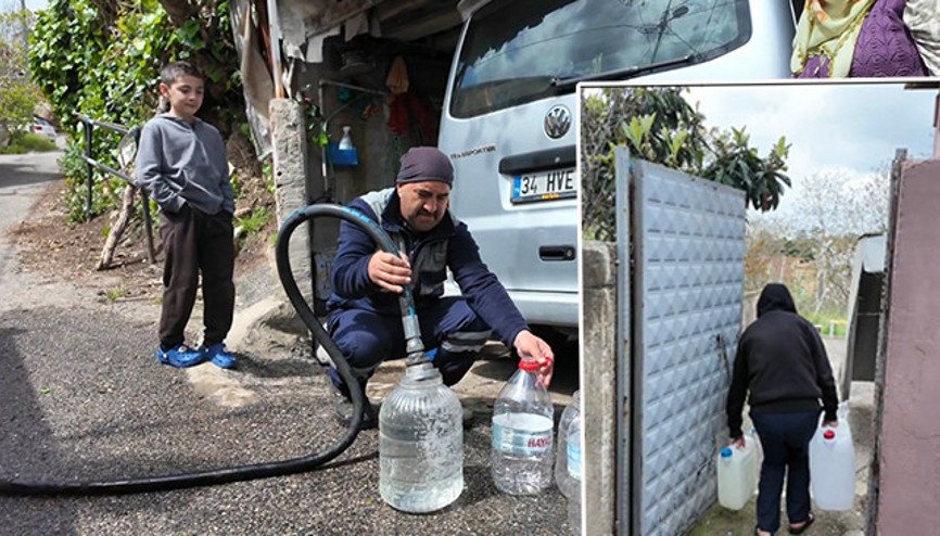 İstanbulun bir ilçesinde 4 gündür su yok: Bidonlarla evlerine su taşıyorlar