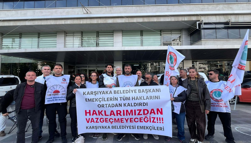 Karşıyaka Belediyesinde memur eylemleri akşam nöbeti ile devam ediyor