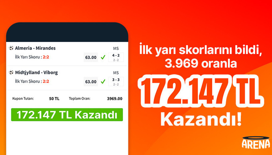 İlk yarı skorlarını bildi, Misli’yle kazandı Tam 3.969 oranla 172.147 TL…