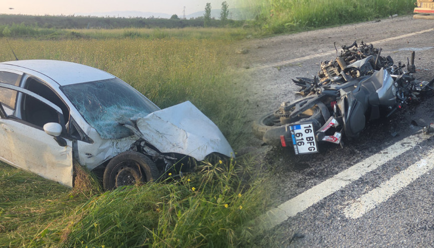 Otomobil virajda savruldu, motosiklet devrilen direğe çarptı: 4 yaralı