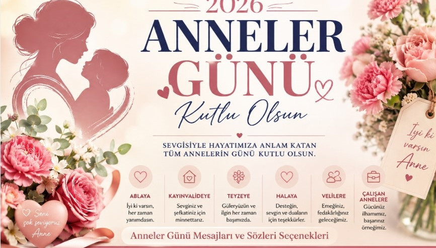 YENİ EN GÜZEL ANNELER GÜNÜ MESAJLARI RESİMLİ 2026 - ANNE İLE İLGİLİ SÖZLER: Annenize iletebileceğiniz Anneler Günü mesajlarından seçenekler: Yeni, kısa, ablaya, kayınvalideye, teyzeye, halaya, velilere, çalışanlara, en güzel, kısa, anlamlı anneler günü sözleri