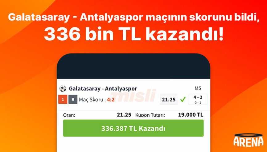 Galatasaray - Antalyaspor maçının skorunu bildi, 336 bin TL kazandı