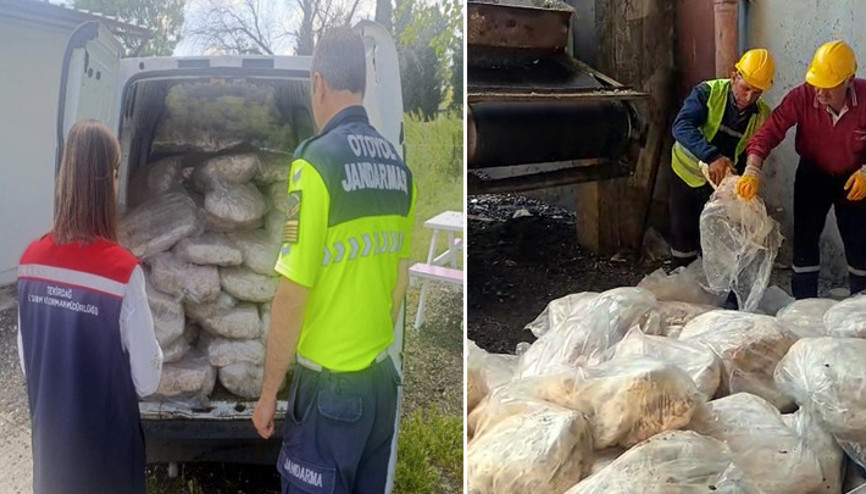 Tekirdağda uygunsuz koşullarda taşınan 1,2 ton sakatat el konularak imha edildi