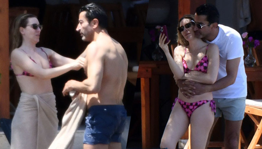 Kenan İmirzalıoğlu ve eşi Sinem Kobal tatilde... Denizde romantizm