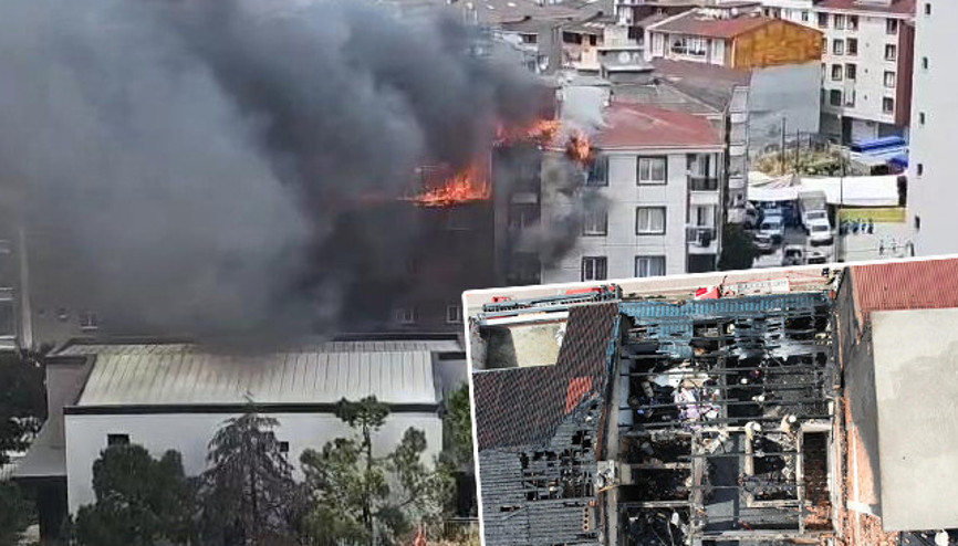 Esenyurtta bina çatısında yangın Korku dolu anlar kamerada Esenyurtta bina çatısında yangın Korku dolu anlar kamerada