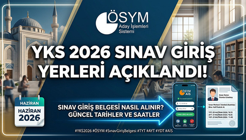 YKS SINAV GİRİŞ BELGESİ 2026 İNDİR TEK TIKLA ÖSYM AİS GİRİŞ EKRANI (T.C No ile hızlı sınav yeri öğren) || YKS 2026 sınav yerleri açıklandı ÖSYM giriş yerleri nereden öğrenilir ÖSYM aday işlemleri ve TYT, AYT, YDT 2026 Üniversite sınavı tarihleri