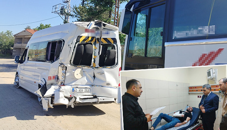 Kırşehirde işçi servisleri çarpıştı: 42 kişi yaralandı