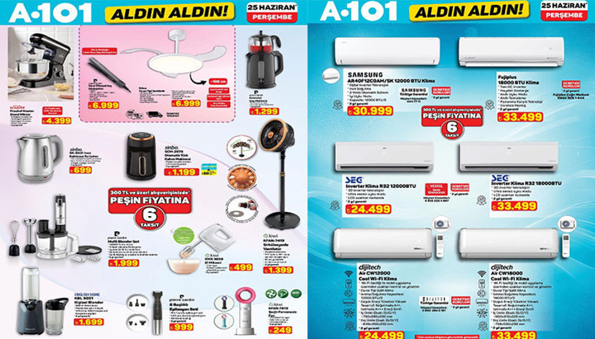 SATIŞTA A101 AKTÜEL AFİŞİ TAM LİSTE 25 HAZİRAN 2026 || A101 Aldın Aldın kataloğu bu hafta neler sunuyor A101 broşürü ile Inverter klima, oyun konsolu, tavan vantilatörü, scooter, oyuncu koltuğu ve masası, epilasyon seti raflarda