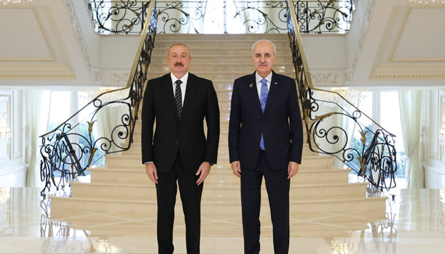 TBMM Başkanı Kurtulmuş, Baküde Aliyev tarafından kabul edildi