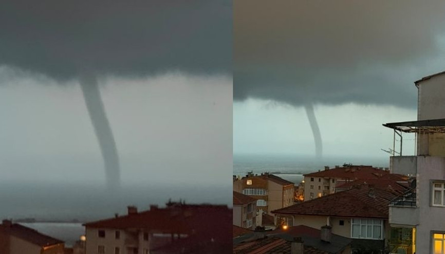 Ereğli’de hortum paniği... Kameraya böyle yansıdı
