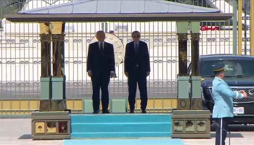 Cumhurbaşkanı Erdoğan, ABD Başkanı Trumpı resmi törenle karşıladı