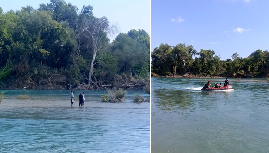 Manavgat Irmağının ortasındaki adacıkta mahsur kalan 1i çocuk 4 kişi kurtarıldı