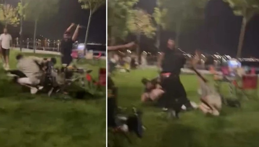 Kadıköyde piknik yapan iki grup arasında sopalı yumruklu kavga