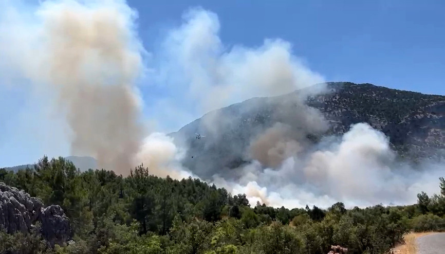 Antalyada orman yangını Havadan ve karadan müdahale ediliyor