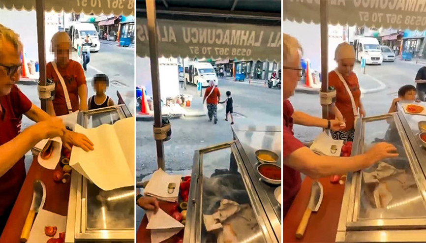 Çocuğu için 2 lahmacun isteyen kadına tepki gösteren seyyar satıcının tezgahı kaldırıldı