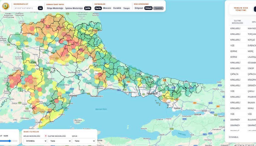 Kırklarelide13 noktada orman yangını riski var