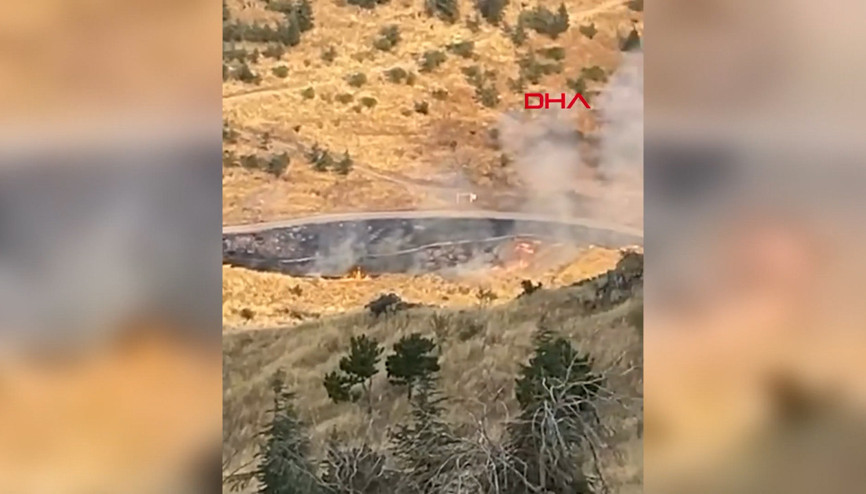 Ankarada ağaçlık alandaki yangının çıkış anı kamerada Ankarada ağaçlık alandaki yangının çıkış anı kamerada