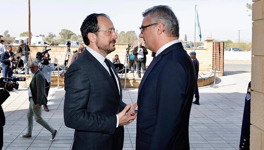 KKTC Cumhurbaşkanı Erhürman, GKRY lideri Hristodulidis bir araya geldi KKTC Cumhurbaşkanı Erhürman, GKRY lideri Hristodulidis bir araya geldi