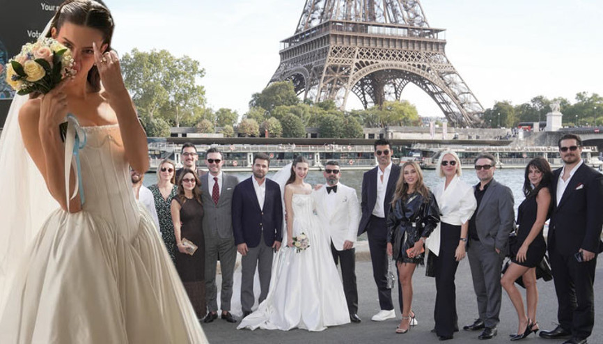 Nikah sonrası Eyfelde aile fotoğrafı
