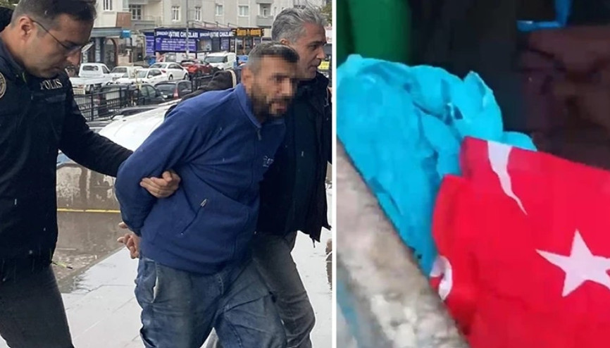 Bayrağı çöpe attı ‘vatan hainleri’ diye paylaşım yaptı